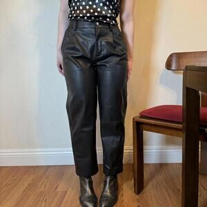 Bershka Faux Leather Pants Womens Small Black High Waisted Straight Leg